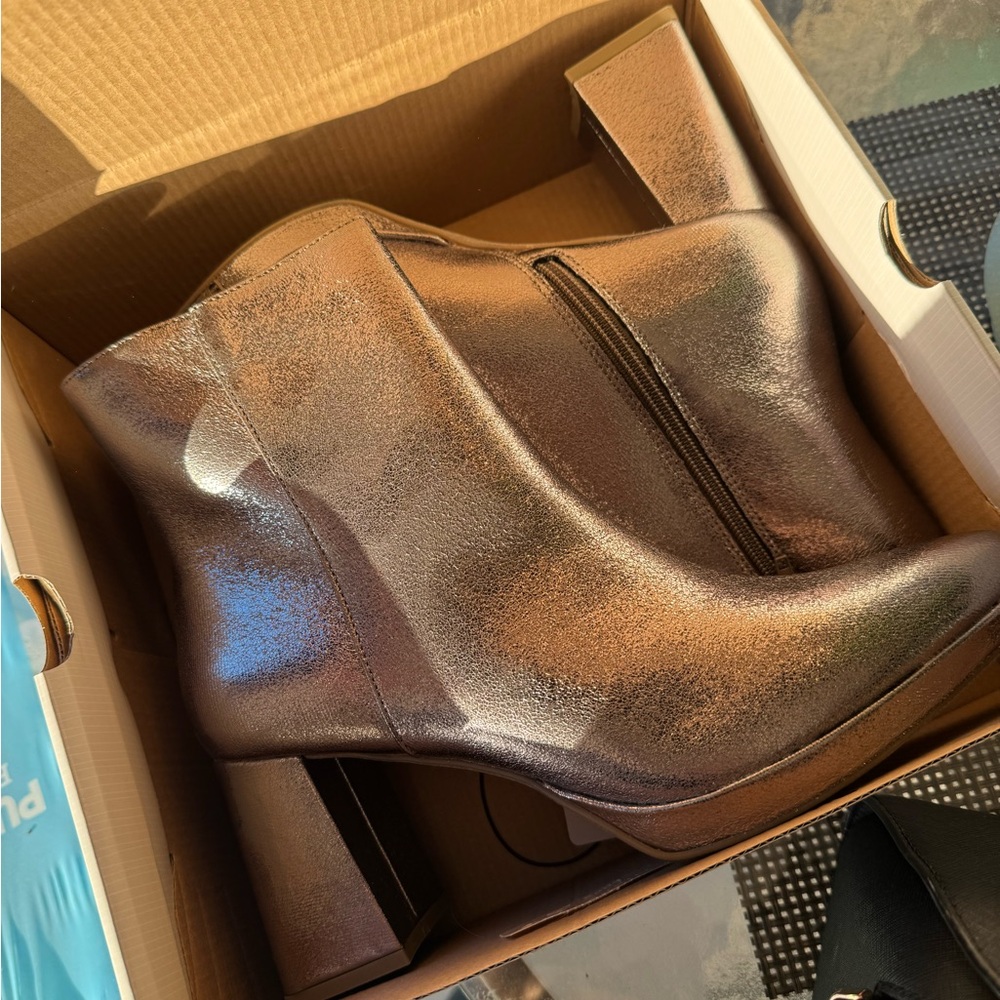 Worthington Shimmering Pewter Ankle Boots